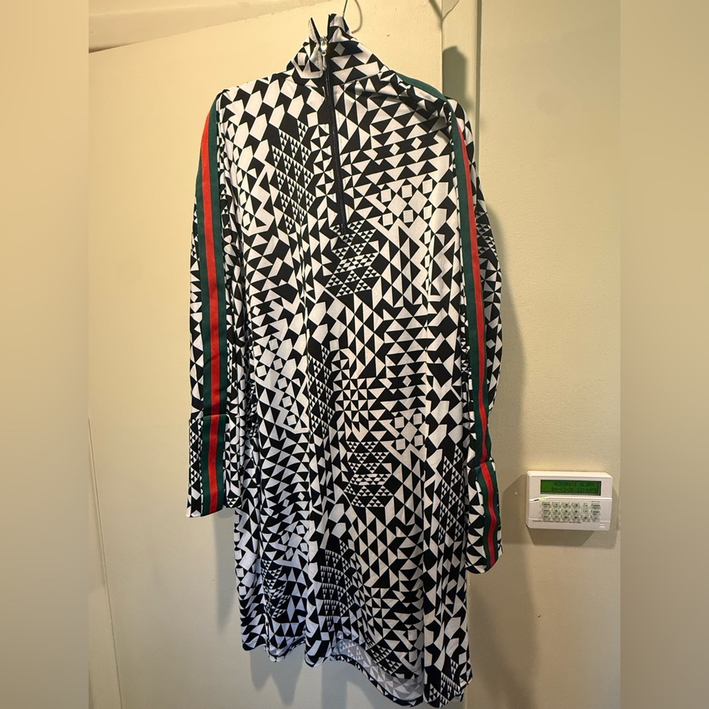 Julian Chang black and white geometric dress